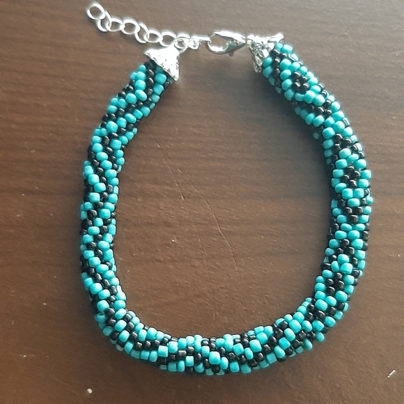 Handmade Crochet Beaded Bracelet - Picture 2 of 3